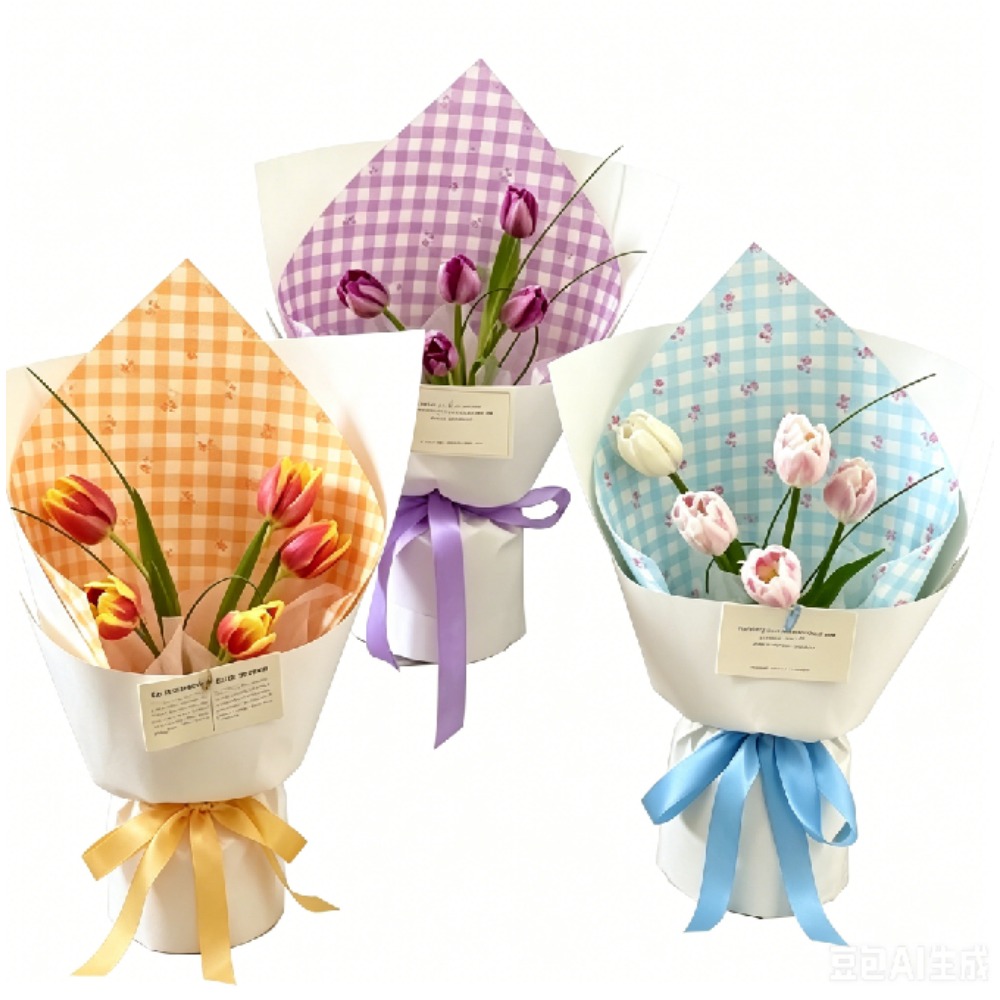 Rose Grid Print Thick White Kr - đánh giá và giá Flower Wrap Kraft