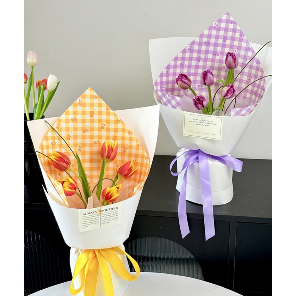 Rose Grid Print Thick White Kr - đánh giá và giá Flower Wrap Kraft