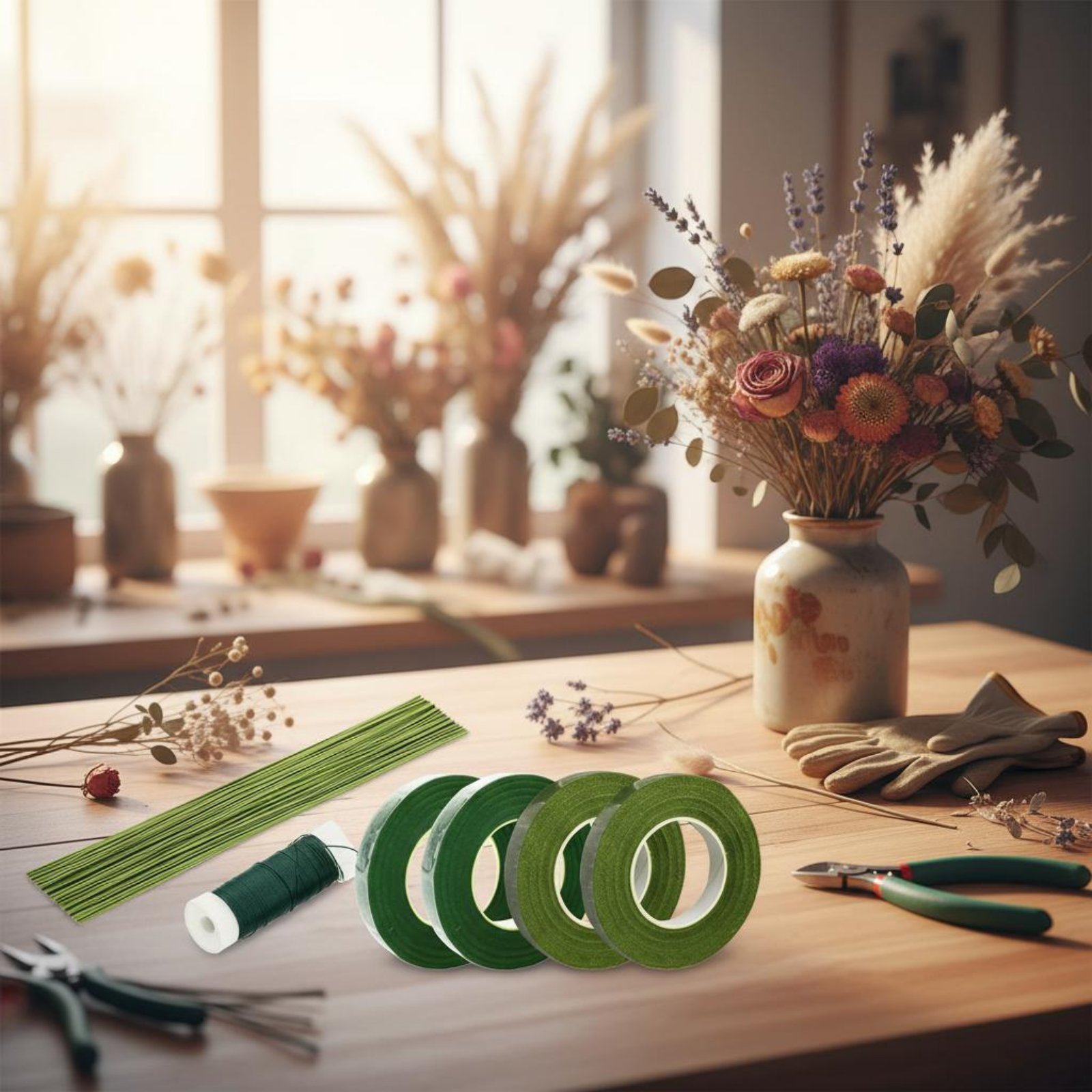 Floral Arrangement Making Kit  - đánh giá và giá Floral Tape Green